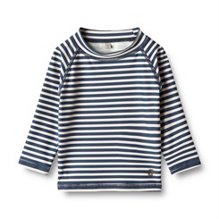 Wheat swim T-shirt DilanLS - Indigo stripe